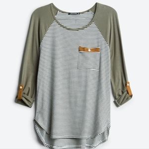 PINK CLOVER Madelene Roll Tab Knit Top